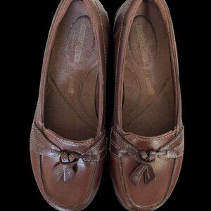 Clarks Brown Leather Ashland Bubble Loafers - Size 6D